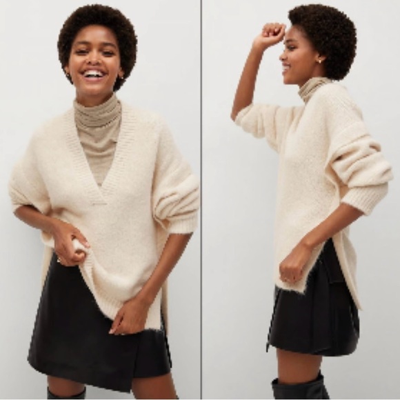 Cozy Cream V-Neck Sweater - Picture 2 of 8